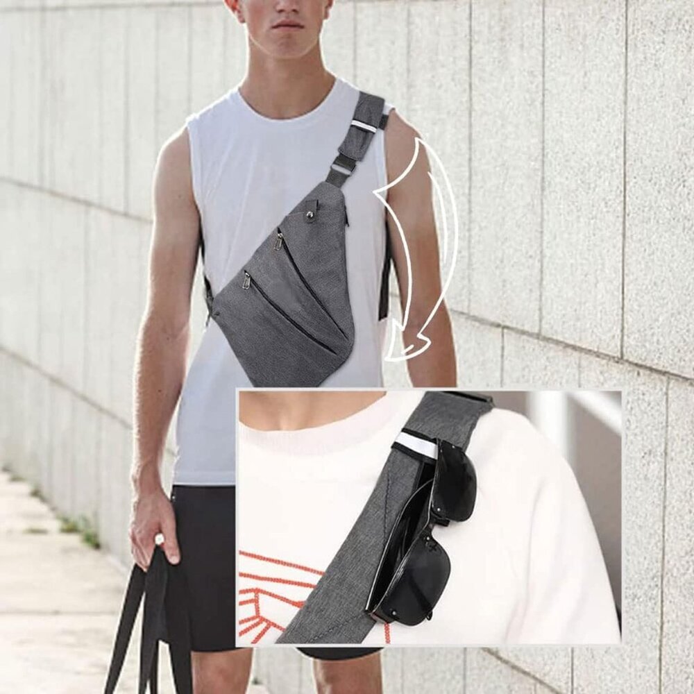 Lightweight Anti-Theft Crossbody Bag with Multiple Pockets - Sport Gray Style - Picture 7 of 8